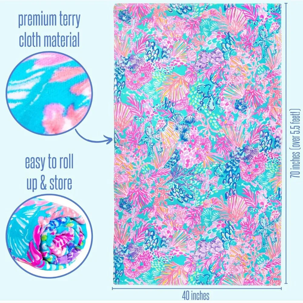 Lilly Pulitzer Oversized Pool/Beach Towel, 40 x 70, Large Terry Cloth Towel